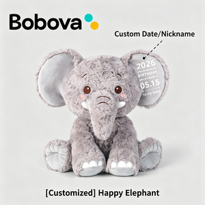 Peluche Elefantino di Compleanno, Morbido Giocattolo da Spremere, Copertina Ricamata in Rete, Decorazione da Scrivania Rilassante, Regalo per Bambini - Product Image 1