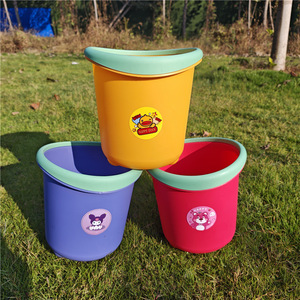 Cartoon Cylindrical Trash Can With <b>Lid</b> Indoor Outdoor Storage <b>Bin</b> For Kitchen Living Room Strawberry Bear Yellow Duck Kuromi - Product Image 2