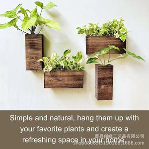 Soporte de pared de madera maciza para plantas, decorativo, para interiores, estilo rústico, para sala de estar, para flores secas - Product Image 3