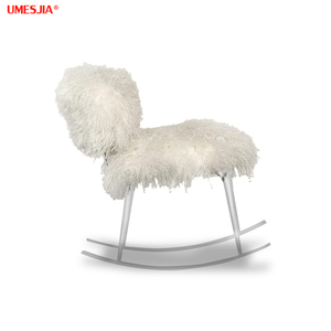Fauteuil de salon moderne de conception italienne NEPAL, en <span class=keywords><strong>acier</strong></span> inoxydable, avec pieds en métal, fauteuil de <span class=keywords><strong>d</strong></span>étente avec fourrure de <span class=keywords><strong>laine</strong></span> de plage - Product Image 5