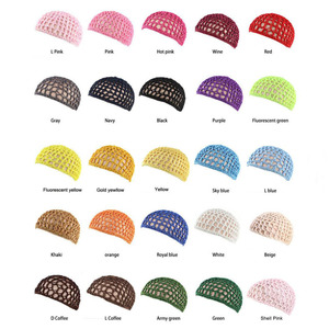 Filet à cheveux en maille rayonne tricot <span class=keywords><strong>Snood</strong></span> femmes bonnet de sommeil au crochet tissage couvre-chef filets à cheveux faits à la main coloré tressé chapeau perruque poignée de cheveux - Product Image 5