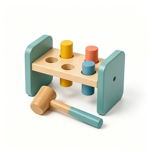 Banc de percussion en bois personnalisé d'usine, jouet éducatif Montessori pour l'apprentissage préscolaire, jeu de marteau à taper, jouet en bois du Vietnam - Product Image 1