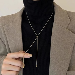 <span class=keywords><strong>Collier</strong></span> en acier inoxydable de conception avancée Fancy Day <span class=keywords><strong>pour</strong></span> femmes, chaîne longue réglable avec barre de tirage plaquée or - Product Image 3