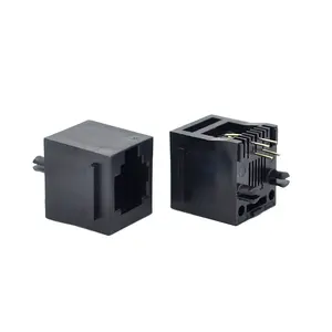 Conector RJ11 todo o conector fêmea plástico preto da rede do conector do único porto rj11 6P4C