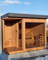 Sauna extérieur moderne en cèdre rouge massif, douche vapeur humide, vestiaire, modèle Chuangfu CF-01, écologique, garantie 1 an, 220V