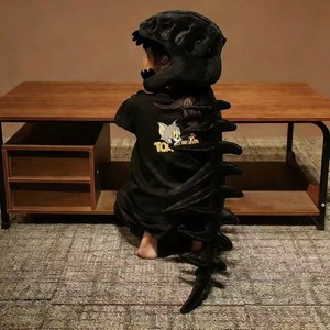 Promotion Halloween : Chapeau de costume en peluche squelette de dinosaure avec longue colonne vertébrale, accessoire de tête pour cosplay, idéal pour les fêtes à thème en famille - Product Image 6