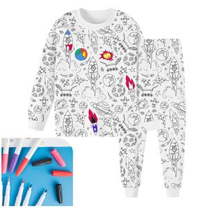 Pijamas de grafiti <span class=keywords><strong>para</strong></span> niños de estilo coreano, conjunto de niña colorable pintado a mano DIY <span class=keywords><strong>para</strong></span> <span class=keywords><strong>ropa</strong></span> de casa, conjuntos de pijama <span class=keywords><strong>para</strong></span> niños <span class=keywords><strong>para</strong></span> colorear <span class=keywords><strong>para</strong></span> 3-8Y - Product Image 3