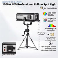 Luz de Seguimiento LED de 1000W 3 ° -7 °   Iluminación LED Zoom de Alta CRI Ra93 DMX512 RDM para Escenarios, Luces con Efecto DJ para Bodas, Teatro y Espectáculos