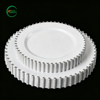Assiettes jetables en plastique PS de 7 pouces de qualité supérieure avec bord doré, vaisselle élégante pour mariages et banquets – Vente en gros Flash