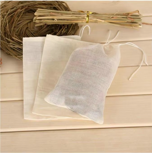 Túi vải đựng đồ nhỏ, có dây rút, chất liệu cotton muslin hữu cơ, dùng đựng trà - Product Image 3