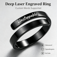 Anillo Ajustable Personalizado con Grabado, Anillo Apilable de Acero Inoxidable con Mensaje Inspirador para Regalo de Amistad o Aniversario