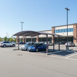 Abri de voiture moderne en polycarbonate et aluminium, respectueux de l'environnement, avec protection UV et toit arqué pour hôtel - Product Image 1