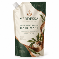 Pochette à bec verseur refermable personnalisée de haute qualité pour masque capillaire nourrissant et réparateur de 1 kg, emballage de recharge pour salon avec fermeture éclair