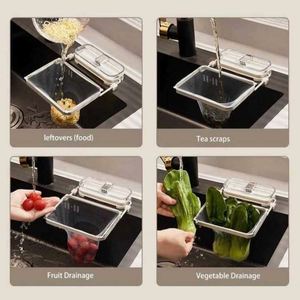 Home Kitchen Sink Strainer Basket Folded Design Flexible Strong Load-bearing Fine Mesh ABS Material Garbage Drain Rack Lid - Product Image 3