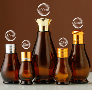 Flacon en <span class=keywords><strong>verre</strong></span> cosmétique 10ml/20ml/30ml/50ml/100ml, flacon compte-gouttes, flacon pour huile capillaire, couvercle doré, cylindre en <span class=keywords><strong>verre</strong></span> ambré mat - Product Image 3