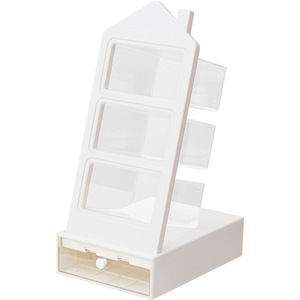 Stationery Holder Plastic Square Desk Organizer With Drawer For Pens Pencils Makeup Brushes Student Office Use - Product Image 1