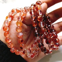 Offre Spéciale – Bracelets en Cristal Rouge Poli, Pierre Naturelle Quartz Hématoïde pour la Guérison