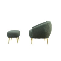 Modernes Sektional-Sofa in Olivgrün mit Bouclé-Stoff und Hocker, Wohnzimmermöbel