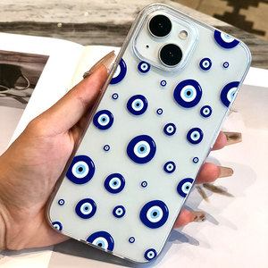 Adatto per iphone 13Pro Wave Dot custodia semplice antigoccia per telefono 14Pro Max custodia blu verniciata piccola e trasparente - Product Image 1