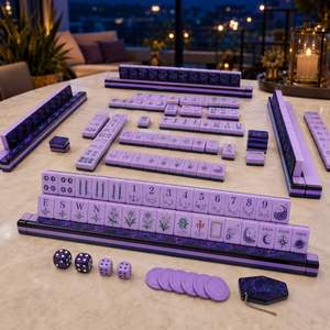 Juego de Mahjong Americano de Acrílico Celestial Morado de Lujo, Fichas de Mahjong Personalizadas con Grabado de Galaxia y Luna, con Caja - Product Image 3