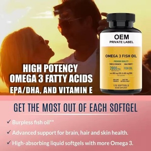 Huile de poisson oméga 3 naturelle non OGM 2000 mg, gélules d'huile de poisson oméga 3 avec 800 mg d'EPA et 600 mg de DHA, capsules d'oméga 3 - Product Image 3
