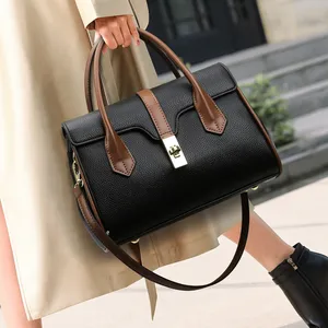 New Fashion Color match wholesale vegan pu bags tote bag shoulder handbags satchel bags for women