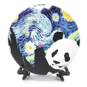 Sous-verre rond en céramique écologique Jia Yi Panda Cartoon, en diatomite marocaine, diamètre 103 mm, épaisseur 8 mm, contemporain, personnalisable - Product Image 3