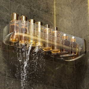 Acrylic Bathroom Wall Storage Rack – Light Luxury Cosmetic Organizer <b>Box</b> for Toilet, Washstand, Vanity – Clear Modern <b>Shelf</b> for - Product Image 2