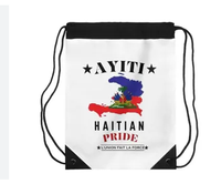 Sac à dos portable personnalisé avec cordon de serrage, motif drapeau d'Haïti, sac de rangement en polyester avec drapeau national, vente en gros