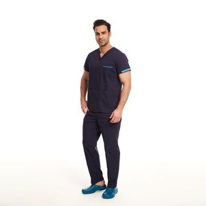 Set di Uniformi Ospedaliere, Abbigliamento da Lavoro per Infermieri e Operatori Sanitari, Completo con Maglietta a Maniche Corte con Colletto a V e Pantaloni - Product Image 3