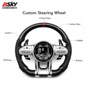 Volante Deportivo de Fibra de Carbono de Alta Calidad para <span class=keywords><strong>Mercedes</strong></span>-Benz C E S CLA <span class=keywords><strong>G</strong></span> <span class=keywords><strong>LA</strong></span> GLC GLE <span class=keywords><strong>G</strong></span> LS W205 W213 W222 W177, en Cuero - Product Image 5