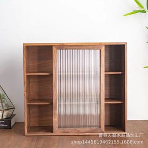 Black walnut wood <b>sideboard</b>, solid wood <b>storage</b> cabinet, multi-functional wooden kitchen cabinet, new Chinese style tabletop - Product Image 3