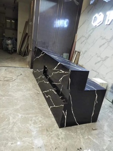 MC9707 Bán Buôn Đá Cẩm Thạch Nhân Tạo Calacatta Đá Thạch Anh Đen Tấm Với Tĩnh Mạch Trắng Cho Nhà Bếp Bàn Ăn Counter Top - Product Image 2