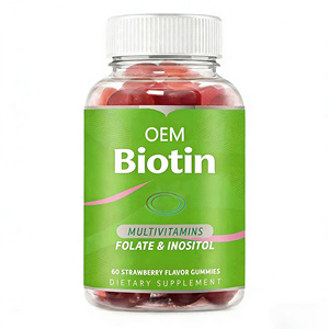 Label pribadi Vegan mendukung kulit rambut sehat & suplemen kuku Vitamin organik & Mineral Biotin Gummies untuk pertumbuhan rambut - Product Image 1