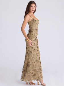 Robe longue corset élégante Joydressing, motif floral <span class=keywords><strong>nude</strong></span>, sexy, à fines bretelles, avec baleines, moulante, pour soirée, vente en gros, fournisseur personnalisé - Product Image 2