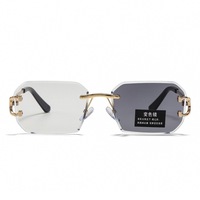 Nouvelles lunettes anti-lumière bleue rectangulaires à la mode, sans monture, photochromiques, à changement de couleur, en métal