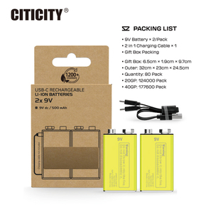 CITICITY Basics Lot de 4 piles rechargeables 9V 400mAh pré-chargeées, longue durée de vie, réutilisables, 1000 cycles, vente en gros - Product Image 3