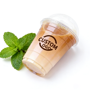 Gobelet à café à double paroi en PET avec couvercle, diamètre 90 mm, transparent, personnalisé, 16 OZ, réutilisable, fond personnalisé, logo personnalisé, 300 ML - Product Image 5