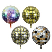 Ballons en aluminium 4D de 22 pouces Silver & Glob Laser, sphères gonflables pour fêtes musicales, danses et célébrations d'anniversaire