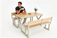 Table intégrée moderne 4 places, imperméable, résistante au soleil, robuste et durable, adaptée à la restauration commerciale et aux usages domestiques