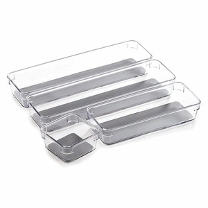 Clear Plastic Drawer Storage Bins Kitchen Drawer Organizers Bathroom Dividers for Makeup  Kitchen Utensils  and Jewelries