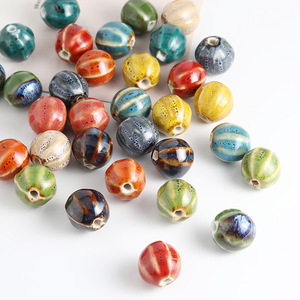 Perle in Ceramica a Forma di Anguria Grande, Sciolte, Fatte a Mano a Jingdezhen, a Forma di Zucca, per Gioielli Fai-da-Te, Accessori per Bracciali, Materiale - Product Image 3