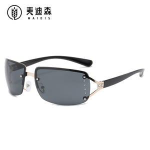 Maidis Unisex Square Rimless Sunglasses Gold Frame Ac Lens Uv400 Protection <b>Light</b> Weight - Product Image 1