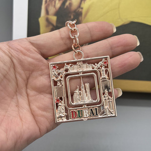 Llavero Giratorio Cuadrado de Recuerdo Turístico de Dubái de <span class=keywords><strong>Metal</strong></span> Personalizado, Llavero Giratorio de Oro Rosa - Product Image 5