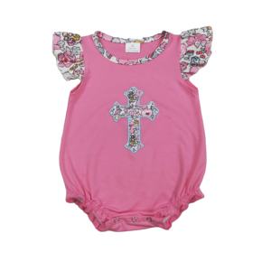 RTS Pelele de burbuja para bebés niñas, recién nacidas y pequeñas, de algodón y elastano, con estampado de flor de Pascua y la frase 'Él ha resucitado', tejido de punto, para primavera/otoño - Product Image 1