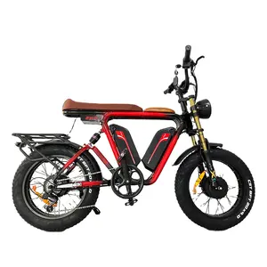 Bicicleta eléctrica de montaña, e-bikes de 1000w, motor dual super 73, rojo y negro, 2 bafang, 1000w - 2 baterías de 52 v, s-samsung, llanta ancha