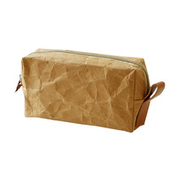 Sac de rangement multi-usages en papier kraft lavable grande capacité avec fermeture éclair et poignée latérale pour l'organisation domestique des écouteurs