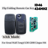 Clé de voiture pliable à distance ID46 434MHZ compatible avec Great Wall Tengyi C30 C20R Lingao M4