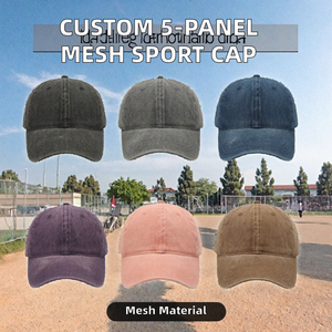 Casquette de baseball unisexe personnalisable en maille à 5 panneaux, ajustable, vierge, pour broderie, idéale pour les activités sportives en extérieur – Vente en gros, haute qualité - Product Image 2
