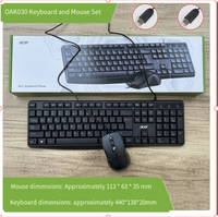 Clavier et souris filaires Acer OAK030 : Combinaison clavier et souris de haute qualité pour les entreprises et les bureaux, pour ordinateurs
